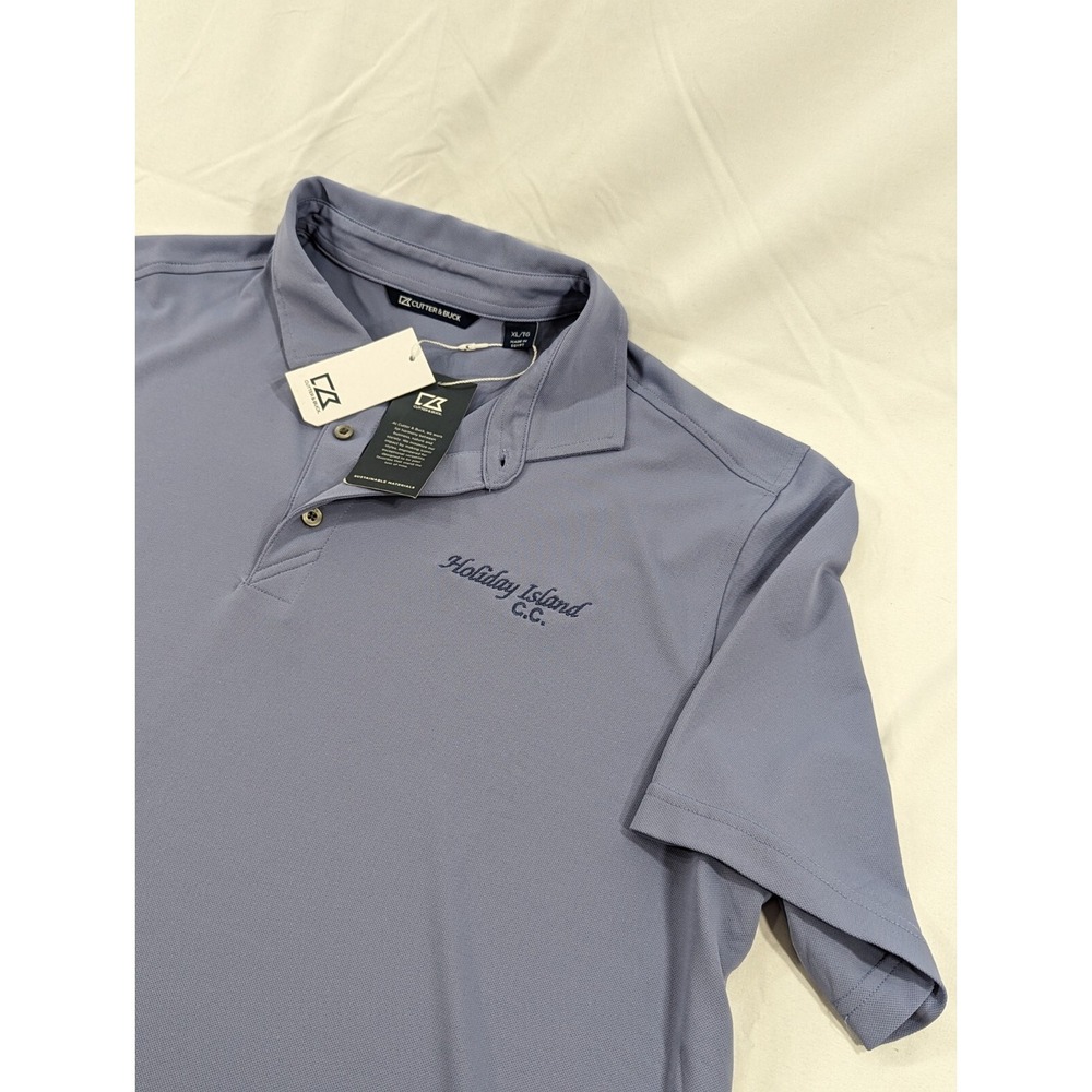 Cutter & Buck NEW Short Sleeve Polo Shirt Size XL Pale‎ Blue Holiday Island Golf